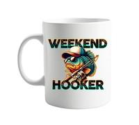 signkitsuk Weekend Hooker 11oz Ceramic Coffee Mug - Humorous Mug, Gift for Fish Lovers, Quirky Gift for Angler, Fishing Lover’s Coffee Cup, Novelty Fishing Themed Present