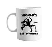 signkitsuk World’s Best Drummer 11oz Coffee Mug - Funny Drum Player Gift, Music Lover Present for Men & Women, Drum Kit Fan Joke Cup, Unique Birthday Idea for Percussionists, Ceramic Tea & Coffee Mug