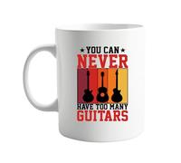 signkitsuk You Can Never Have Too Many Guitars Funny 11oz Coffee Mug - Music Lover’s Gift for Guitarists, Band Members, and Rock Enthusiasts - Ceramic Mug for Coffee, Tea, or Hot Chocolate