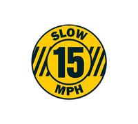 SignMission FD-C-16-99890 16 x 16 in. Non-Slip Circle Vinyl Floor Decal - Slow 15 MPH