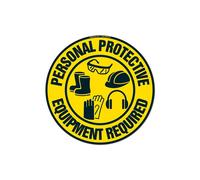 SignMission FD-C-16-99905 16 x 16 in. Non-Slip Circle Vinyl Floor Decal - Personal Protective Equipment Required