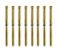Signo Pen Broad Metallic Gel Ink Rollerball - Metal 1mm Tip Nib 0.65mm Line Width With Rubber Grip - UM-153 - Gold (8)