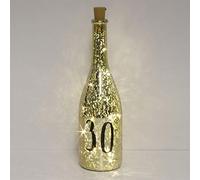 Signography Gold Crackle Glaze Battery Light Up Bottle with Number - 30th Birthday Gift