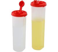 SIGNORA WARE Oil and Vinegar Bottle Set - 2 Pack Large Olive Oil Dispenser Bottles Liquid, Dressings Plastic Containers Airtight Leakproof Lids Non Drip Spout Wide mouth Easy Fill 2 set 30 & 37 oz