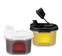 Signora Ware Oil and Vinegar Dispenser Set - 6.5oz Mini Sauce Bottles for Balsamic Vinegar, Soy Sauce - Salad Dressing Bottles with Easy Pour Spout - Airtight and Leakproof BPA-Free Plastic Containers