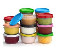 SIGNORA WARE Reusable Plastic Food Storage Containers 16 pack - 4 oz. Stackable Airtight Leak proof Food Containers for Snacks, Nuts, Baby Food, Picnics, Food Prep,Salad Dressing - BPA Free