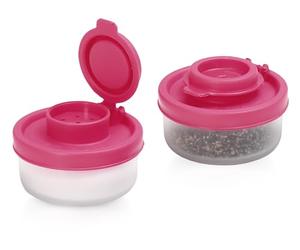 SIGNORA WARE Salt and Pepper Shaker, Set of 2, Mini, Transparent with Red Lid, BPA-Free, Plastic, for Lunchbox, Camping, Picnic, Outdoor, Kitchen, Travel