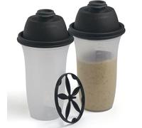 SIGNORA WARE Shaker Bottles | 17-Ounce Plastic Protein Shake Bottle for Meal Replacement Shakes & Smoothies, Beverages, Mixing Salad Dressing & Sauces, Margarita, More | 2 Pack