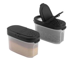 SIGNORA WARE Spice Jars with Lids - 4 oz Refillable Empty Airtight Spice/Seasoning Containers Set -2 in 1 Pour/Sift Shaker Lids Clear Plastic Spice/Seasoning Organizer Kitchen/Travel 2 pk