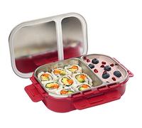 Signoraware Stainless Steel Bento Box -Adult Lunch Box For Men, Women, Kids- Bento Lunch Box Leak Proof Between 2 Compartments- Meal Prep Containers- Lunch Containers For Adults And Kids School Red