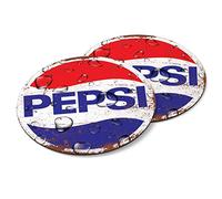 SIGNS 2 ALL - Two PEPSI Wooden Coasters Mancave Vintage Retro Wood Bar Pub Wall Round Coaster