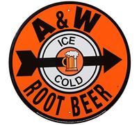 Signs 4 Fun Round Sign | A&W Root Beer Sign | 12” Diameter | Embossed Aluminum Sign | Made in the USA