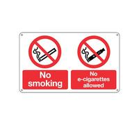 Signs and Labels No Smoking and No E-Cigarettes Sign Rigid Plastic 100x250mm EL005URP