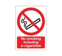 Signs and Labels No Smoking Including E-Cigarettes Sign Self Adhesive 210x148mm EL008A5SAV