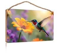 Signs and Plaques A Hummingbird Feeding On an Orange Flower Hanging Wall Decor Sign Love Signs for Home Decor(20X30CM)