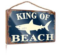 Signs And Plaques King Of The Beach: Shark Edition Wooden Sign Restroom Sign Funny Fall Front Porch Decorations(23X35CM)