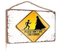 Signs And Plaques Please Don'T Use The Force: A Warning Sign Wooden Sign Restroom Sign Funny Fall Front Porch Decorations(20X30CM)