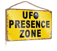 Signs And Plaques Ufo Presence Zone Warning Sign Wooden Sign Restroom Sign Funny Fall Front Porch Decorations(15X28CM)