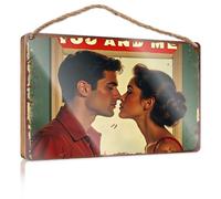 Signs and Plaques Vintage Romance Poster with 'You and Me' Text Hanging Wall Decor Sign Love Signs for Home Decor(15X28CM)