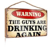 Signs And Plaques Warning: The Guys Are Drinking Again Wooded Sign Bar Decor And Accessories Bathroom Decor Sets(15X28CM)