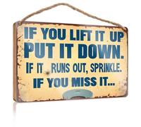 Signs And Plaques Watering Tips: Lift, Put Down, Sprinkle, Miss? Wooden Sign Restroom Sign Funny Fall Front Porch Decorations(23X35CM)