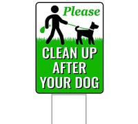 Signs Authority Clean Up After Your Dog Signs 12"x9" with Metal H-Stake | No Messing Signs for Lawn & Yard | Pick Up After Your Dog Sign with Stake | Clean After Your Dog Sign