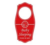 Signs ByLITA Baby Sleeping Please Be Quiet Door Hanger - Red, 4" x 8"
