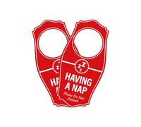 Signs ByLITA Having a Nap. Please Do Not Disturb Door Hanger - Red, 4" x 8" (2 Pack)