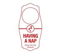 Signs ByLITA Having a Nap. Please Do Not Disturb Door Hanger - White Red, 4" x 8"