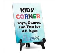 Signs ByLITA Kids' Corner: Toys, Games, and Fun for All Ages Table Sign with Acrylic Stand (6x8“)