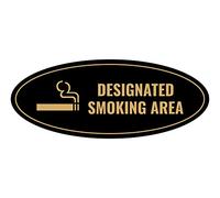 Signs ByLITA Oval Designated Smoking Area Sign (Black/Gold) - Small