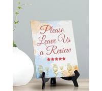 Signs ByLita Please leave us a review, Blue Watercolor Table Sign (6 x 8")