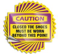Signs Caution Closed Toe Shoes Must Be Worn for Little Man Cave & Learner Driver Car - Wall Peel and Stick Decor Cup Stickers Tumblers Waterproof