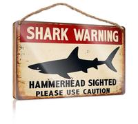 Signs For Bathroom Shark Warning: Hammerhead Sightings Wooden Sign Hangding Wood Sign Funny Kitchen Wall Decor(23X35CM)