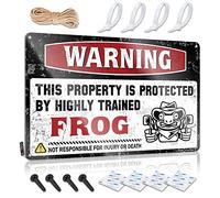 Signs For Bedroom Door Warning This Property Is Protected By A Highly Trained Frog Tin Sign Metal Beer Signs Garage Signs For Men Vintage(30X40CM)
