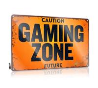 Signs For Garage Caution: Gaming Zone Future Tin Sign Room Signs For Bedroom Funny Plaques For Men(30X40CM)