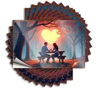 Signs For Garage Romantic Sunset In The Forest: A Heart-Shaped Moment Stickers 10Pcs Funny Bedroom Decor Funny Bar Decor(6X9CM)