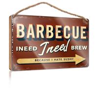 Signs for Home Decor Barbecue Brew: No Sushi Allowed! Wooden Sign Sign for Front Door Indie Room Decor(23X35CM)
