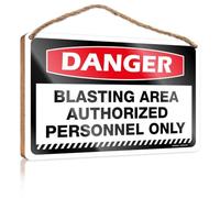 Signs For Home Decor Danger Blasting Area Authorized Personnel Only Wooden Sign Front Porch Fall Decor Office Decor For Men(20X30CM)