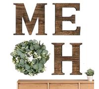 Signs for Home Decor | Wooden Home Letter Sign - Rustic Decor with Artificial Eucalyptus Wreath for Kitchen Living Room Holiday Party Entryway Apartment Housewarming
