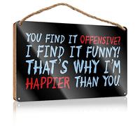 Signs For Home Decor You Find It Offensive I Find It Wooden Sign Farmhouse Wall Decor For The Home Teen Room Decor(23X35CM)