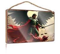Signs For Kitchen Angel Of Justice: Guardian Over Demons Wooded Sign Pool Decor Cool Posters For Guys(20X30CM)