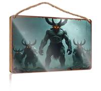 Signs For Kitchen Dark Creatures With Horned Heads In A Misty Forest Wooded Sign Pool Decor Cool Posters For Guys(20X30CM)