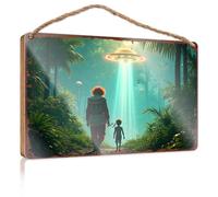 Signs For Kitchen Journey Through The Jungle: A Mysterious Encounter With An Alien Wooded Sign Pool Decor Cool Posters For Guys(15X28CM)