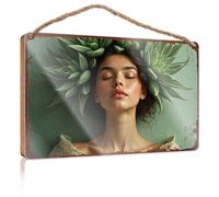 Signs For Kitchen Nature'S Crown: A Woman Adorned With Lush Green Leaves Wooded Sign Pool Decor Cool Posters For Guys(23X35CM)