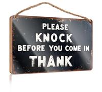 Signs For Kitchen Please Knock Before You Come In. Thank You. Funny Bedroom Decor Retro Decor(15X28CM)
