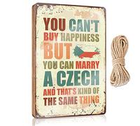 Signs For Kitchen You Can'T Buy Happiness But You Can Marry A Czech Wooden Sign Front Door Decor Home Sign For Front Porch (Size : 23X35CM)