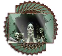 Signs For Man Cave A Woman Surrounded By Skeletons In A Haunting Portrait Stickers 10Pcs Outdoor Signs And Decor Decaor Sign(8X12CM)