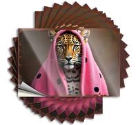 Signs For Man Cave Leopard In Pink Polka-Dot Cloak: A Whimsical Wildlife Portrait Stickers 10Pcs Outdoor Signs And Decor Decaor Sign(8X12CM)