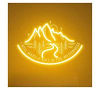 Signs Lamp I Will Make A Way in The Wilderness Mountain Landscape Neon Signs Lights USB Powered 3D Carving Letter Suitable for Wall Decor(Green,50cmx60cm)